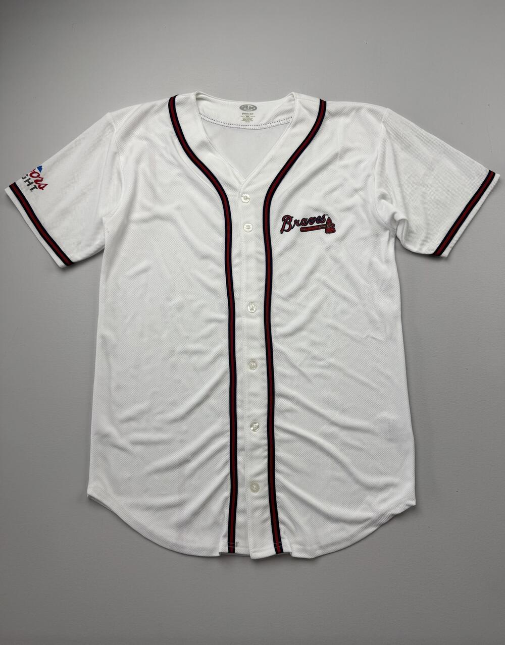 Atlanta Braves Baseball Jersey Mens Medium White MLB Baseball Athletic Knit